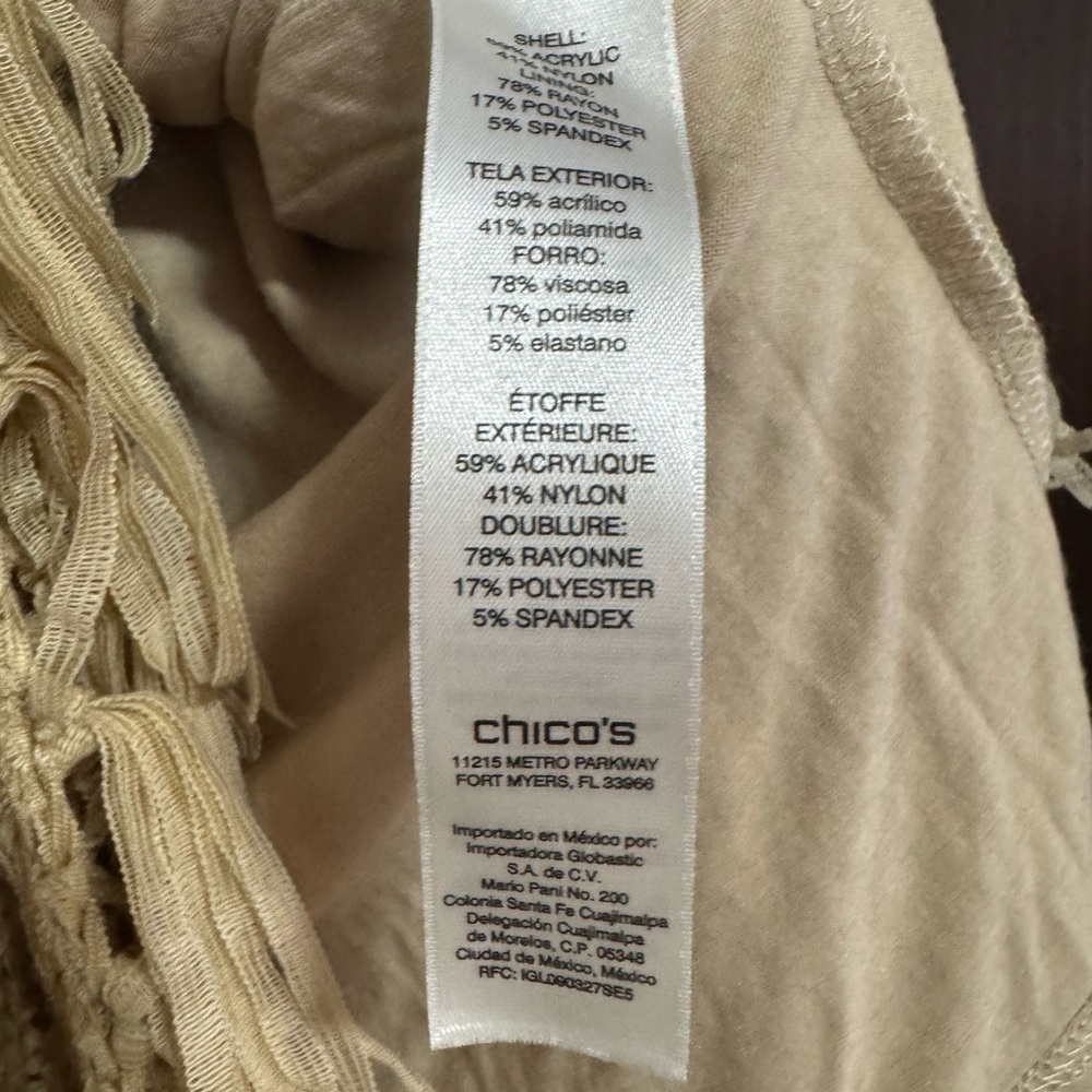 Chico's Crochet Fringe Woven Handkerchief Skirt Chicos Size 1 Cottagecore - Picture 8 of 11